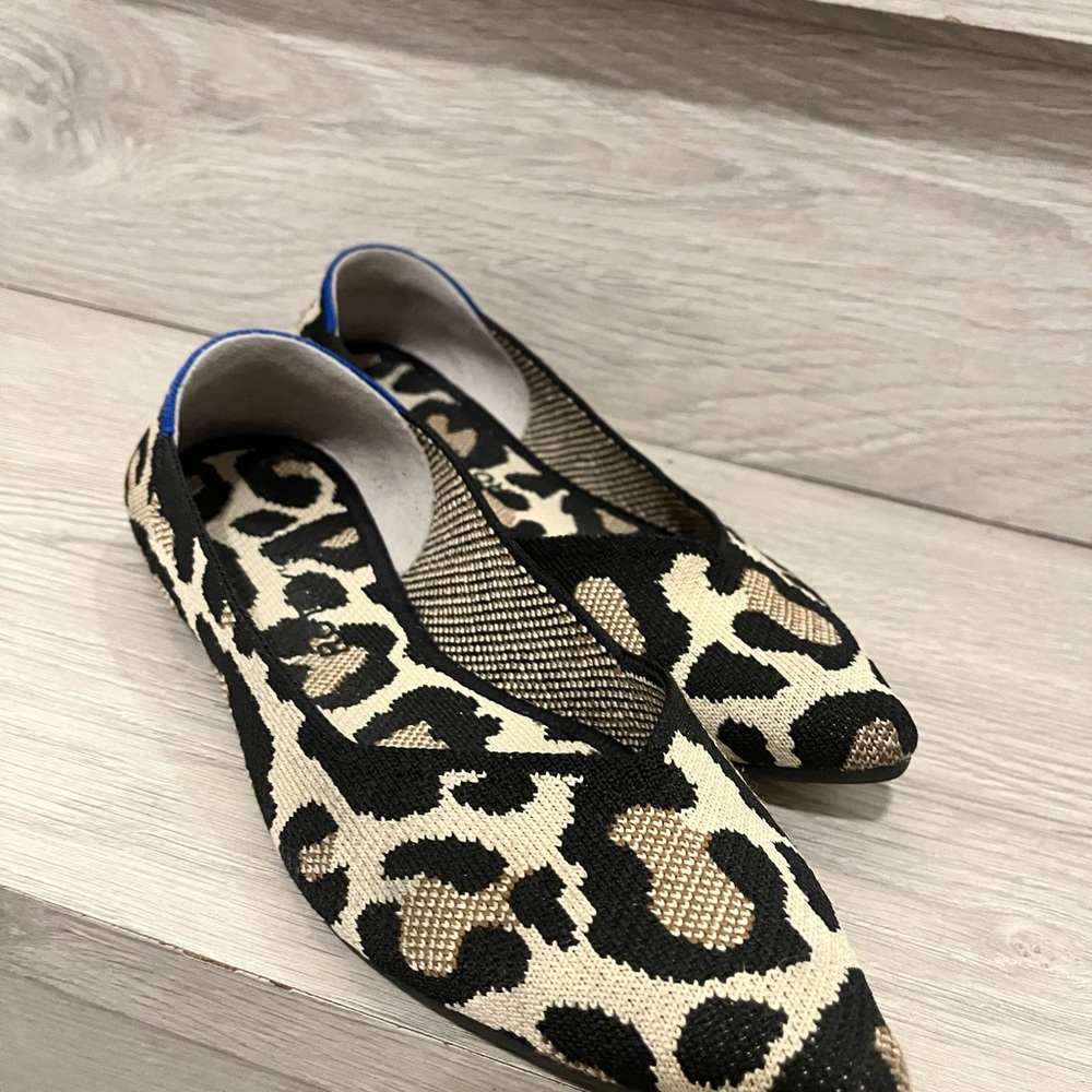 Rothy's Black and Tan Leopard Print Flats